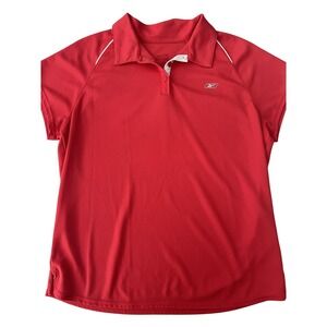 Reebok RBK Womens Red Short Sleeve Mesh Performance Polo Shirt Size XL